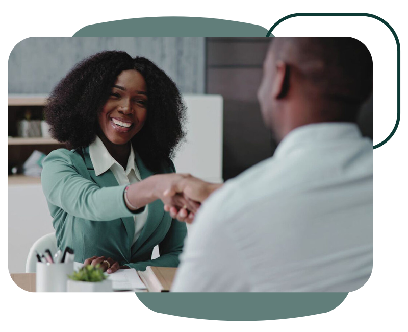 woman shaking mans hand